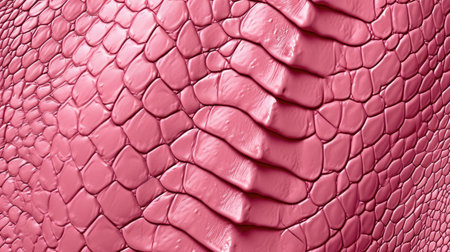 Close-up of pink snake leather texture print background. Reptile skin backdrop for fashion, textile, print, bannerの素材