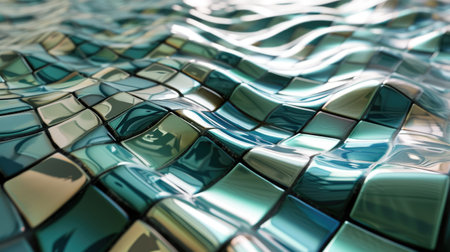 Close up of colorful mosaic in motion background. Dynamic geometric shapes bannerの素材