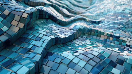 Close up of colorful mosaic in motion background. Dynamic geometric shapes bannerの素材