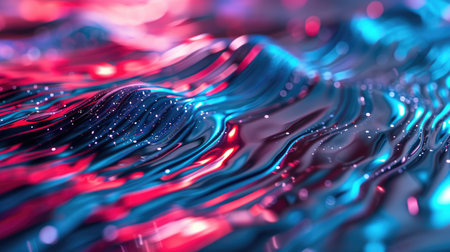Abstract neon colorful background with fluid wavy shapesの素材