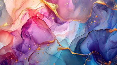 Abstract artistic alcohol ink colorful background. Marble liquid texture bannerの素材