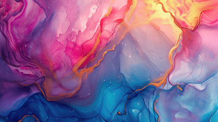 Abstract artistic alcohol ink colorful background. Marble liquid texture bannerの素材