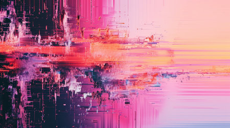 Abstract background with colorful distorted motion glitch. Broadcast error, grunge damaged effectの素材