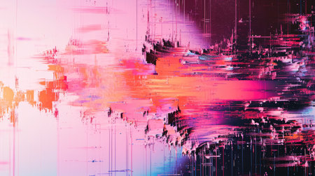 Abstract background with colorful distorted motion glitch. Broadcast error, grunge damaged effectの素材