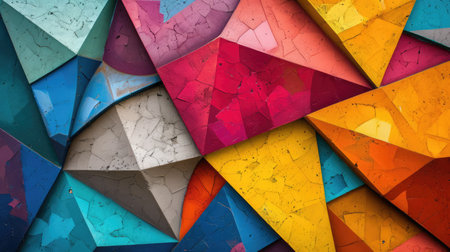 Artistic geometric polygonal triangle colorful background. Abstract wall texture bannerの素材