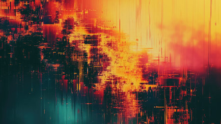 Abstract background with colorful distorted motion glitch. Broadcast error, grunge damaged effectの素材