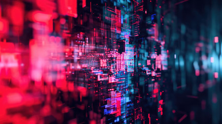 Abstract background with colorful distorted motion glitch. Broadcast error, grunge damaged effectの素材