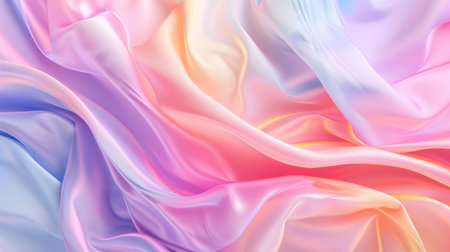 Fashionable aesthetic pastel background with silky soft textile fabric. Elegant wavy cloth textureの素材