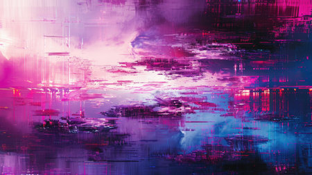 Abstract background with colorful distorted motion glitch. Broadcast error, grunge damaged effectの素材