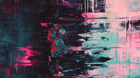 Abstract background with colorful distorted motion glitch. Broadcast error, grunge damaged effectの素材