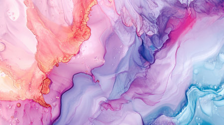 Abstract artistic bright pastel alcohol ink colorful background. Marble liquid texture bannerの素材
