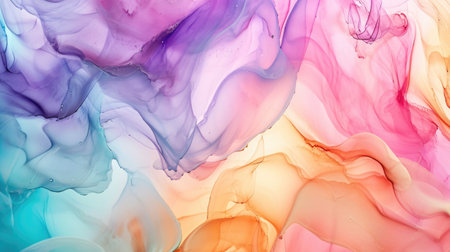 Abstract artistic bright pastel alcohol ink colorful background. Marble liquid texture bannerの素材