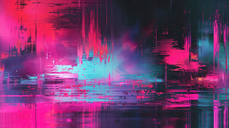 Abstract background with colorful distorted motion glitch. Broadcast error, grunge damaged effectの素材