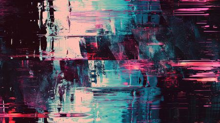Abstract background with colorful distorted motion glitch. Broadcast error, grunge damaged effectの素材