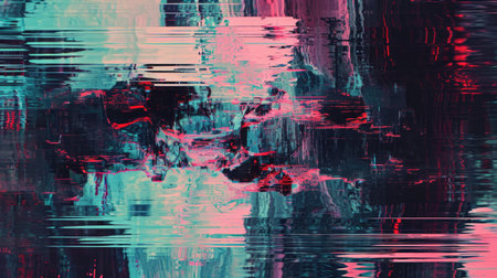 Abstract background with colorful distorted motion glitch. Broadcast error, grunge damaged effectの素材