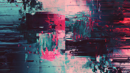 Abstract background with colorful distorted motion glitch. Broadcast error, grunge damaged effectの素材