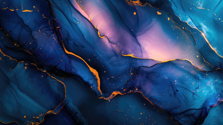 Abstract artistic dark alcohol ink colorful background. Marble liquid texture bannerの素材