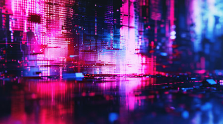 Abstract background with colorful distorted motion glitch. Broadcast error, grunge damaged effectの素材