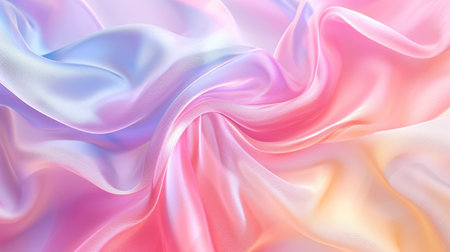 Fashionable aesthetic pastel background with silky soft textile fabric. Elegant wavy cloth textureの素材