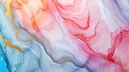 Abstract artistic bright pastel alcohol ink colorful background. Marble liquid texture bannerの素材