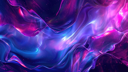 Abstract neon colorful background with fluid wavy shapesの素材