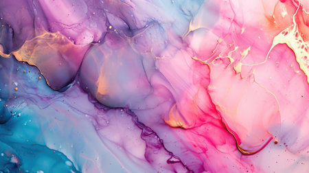 Abstract artistic bright pastel alcohol ink colorful background. Marble liquid texture bannerの素材