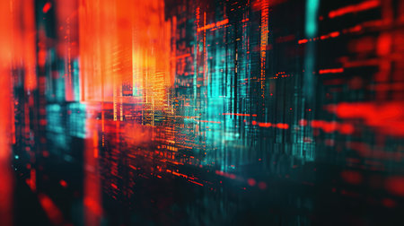 Abstract background with colorful distorted motion glitch. Broadcast error, grunge damaged effectの素材