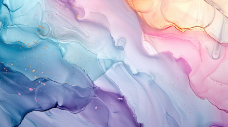 Abstract artistic bright pastel alcohol ink colorful background. Marble liquid texture bannerの素材