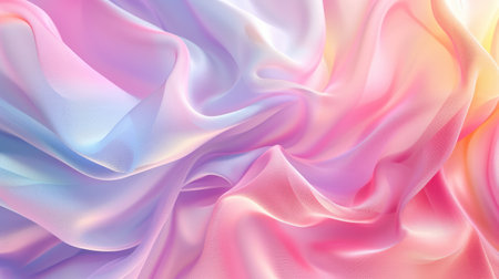Fashionable aesthetic pastel background with silky soft textile fabric. Elegant wavy cloth textureの素材