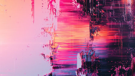 Abstract background with colorful distorted motion glitch. Broadcast error, grunge damaged effectの素材