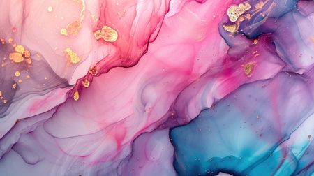 Abstract artistic bright pastel alcohol ink colorful background. Marble liquid texture bannerの素材