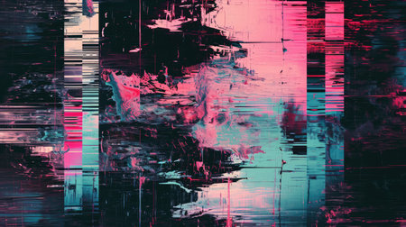 Abstract background with colorful distorted motion glitch. Broadcast error, grunge damaged effectの素材