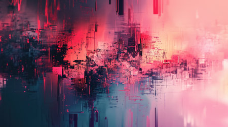 Abstract background with colorful distorted motion glitch. Broadcast error, grunge damaged effectの素材