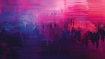 Abstract background with colorful distorted motion glitch. Broadcast error, grunge damaged effectの素材