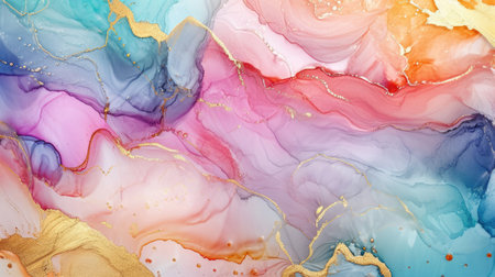 Abstract artistic bright pastel alcohol ink colorful background. Marble liquid texture bannerの素材