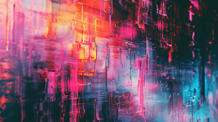 Abstract background with colorful distorted motion glitch. Broadcast error, grunge damaged effectの素材