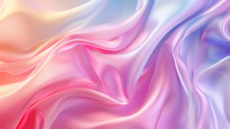 Fashionable aesthetic pastel background with silky soft textile fabric. Elegant wavy cloth textureの素材