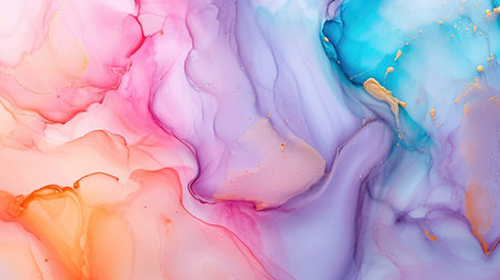 Abstract artistic bright pastel alcohol ink colorful background. Marble liquid texture bannerの素材