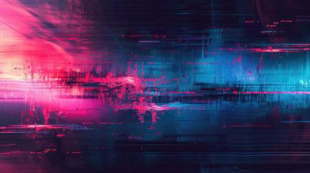 Abstract background with colorful distorted motion glitch. Broadcast error, grunge damaged effectの素材