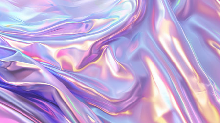 Abstract background with colorful iridescent holographic foil. Trendy 2yk fashion banner, pastel silver metallic wallpaperの素材