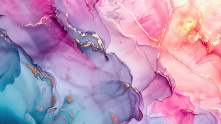 Abstract artistic bright pastel alcohol ink colorful background. Marble liquid texture bannerの素材