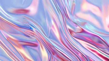 Abstract background with colorful iridescent holographic foil. Trendy 2yk fashion banner, pastel silver metallic wallpaperの素材