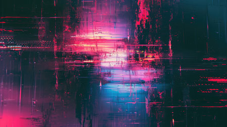 Abstract background with colorful distorted motion glitch. Broadcast error, grunge damaged effectの素材