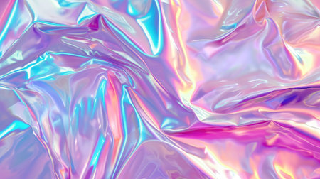 Abstract background with colorful iridescent holographic foil. Trendy 2yk fashion banner, pastel silver metallic wallpaperの素材
