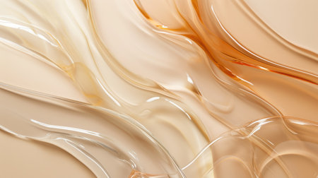 Composition with different samples smear of transparent gel or cream serums. Beauty product swatches on pastel backgroundの素材