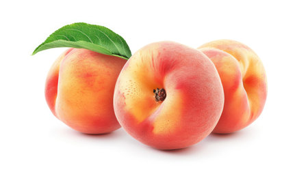 Peach fruit isolated on white backgroundの素材