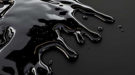 Background with spilled black oil from barrelの素材