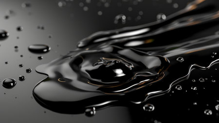 Background with spilled black oil from barrelの素材
