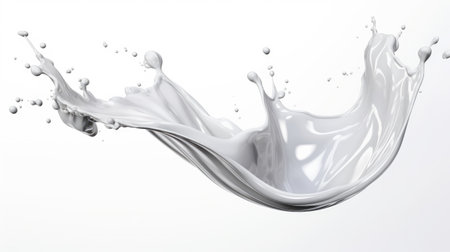 White liquid milk or cream splashes isolated on white backgroundの素材