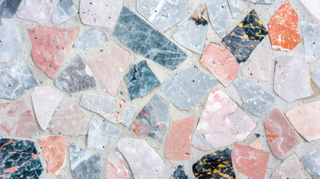 Aesthetic terrazzo floor surface marble texture background. Natural stones, granite, grain dots bannerの素材